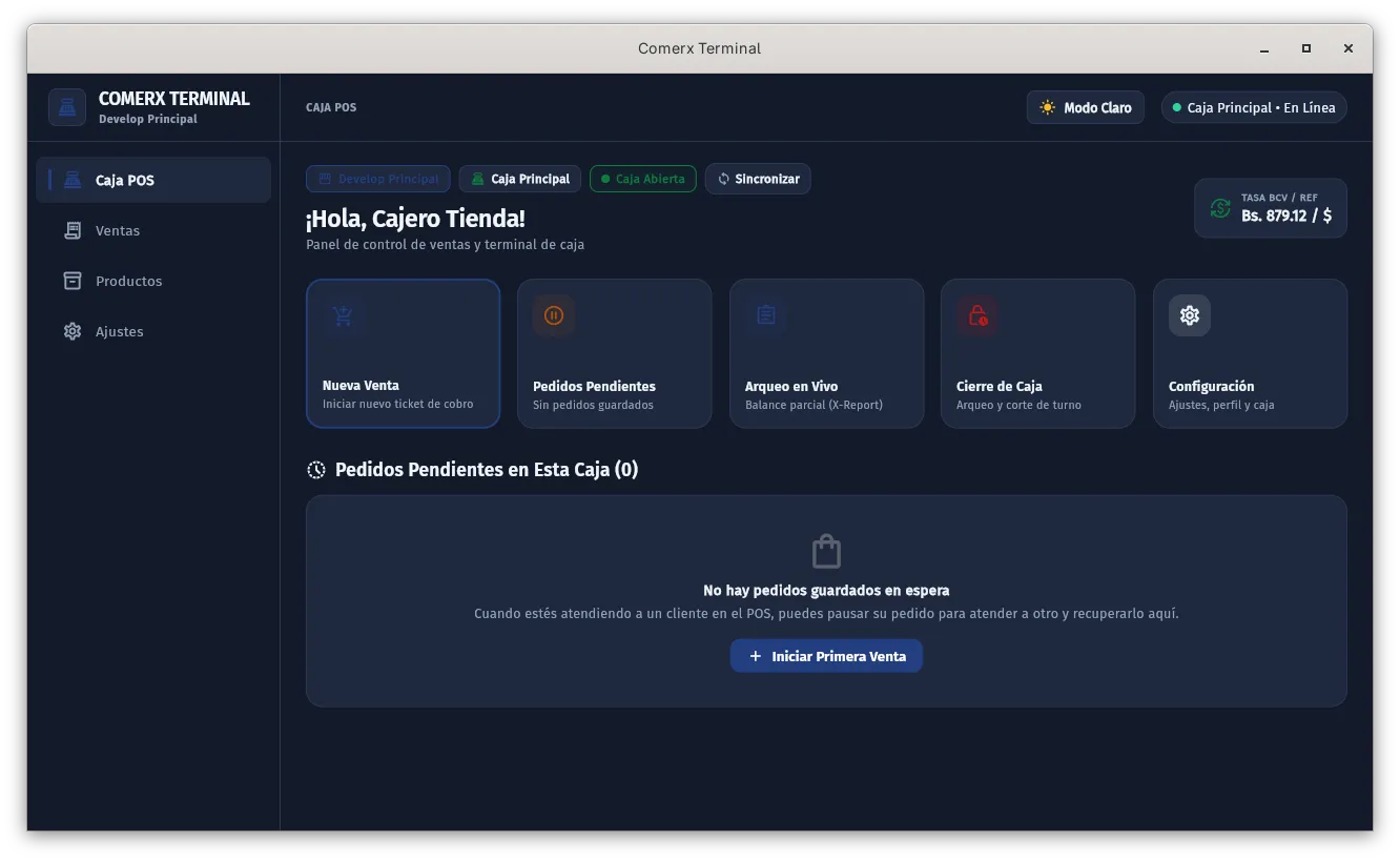 Comerx Terminal POS - Versión Desktop Modo Oscuro